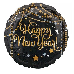 Folienballon - Motiv New Year goldenen Dots - S - 45 cm /...