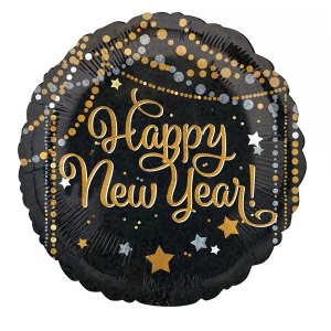 Folienballon - Motiv New Year goldenen Dots - S - 45 cm / 0,02 m&sup3;