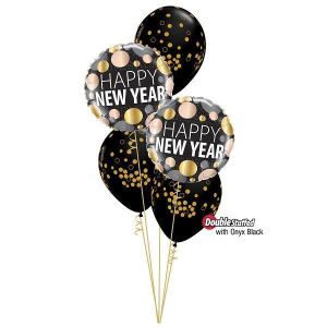 Folienballon - Motiv New Year goldenen Dots - S - 45 cm / 0,02 m&sup3;