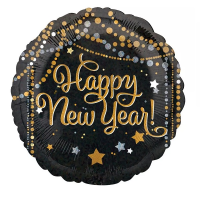 Folienballon - Motiv New Year goldenen Dots - S - 45 cm / 0,02 m³