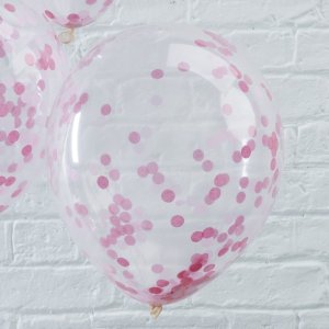 Latexballon Rund (28cm) / Klar Uni mit Konfetti