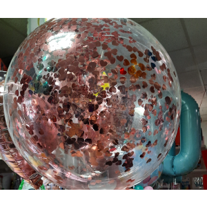 Latexballon Rund (50cm) / Klar Uni mit Konfetti