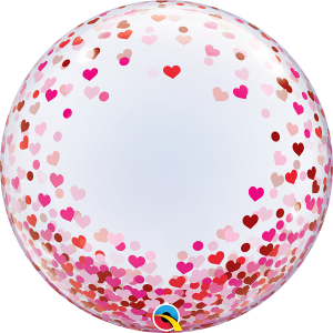 Deco Bubble Ballon - Motiv Confetti Herzen rot/pink - XL...