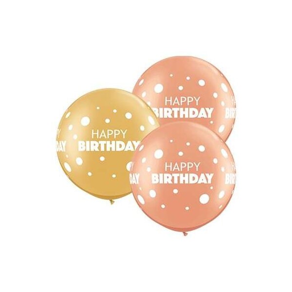 Latexballon - Motiv Happy Birthday Big & Little Dots - XXL / Latex - 90 cm / 0,42m&sup3;