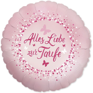 Ballon Alles Liebe zur Taufe rosa - S/Folie - 46 cm/0,02...