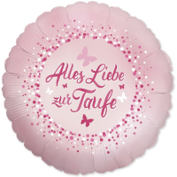 Folienballon - Motiv Alles Liebe zur Taufe rosa - S - 46 cm/0,02 m³