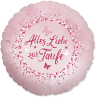 Folienballon - Motiv Alles Liebe zur Taufe rosa - S - 46 cm / 0,02 m³