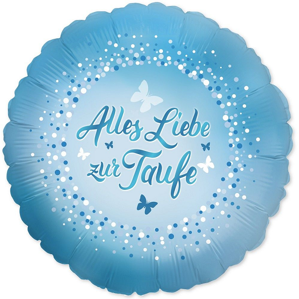 Folienballon - Motiv Alles Liebe zur Taufe blau - S - 46 cm / 0,02 m³