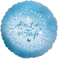 Folienballon - Motiv Alles Liebe zur Taufe blau - S - 46 cm / 0,02 m³