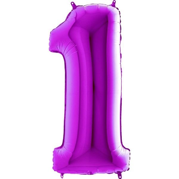 Folienballon - Zahl 1 Purple - XXXL - 102cm/0,09m³
