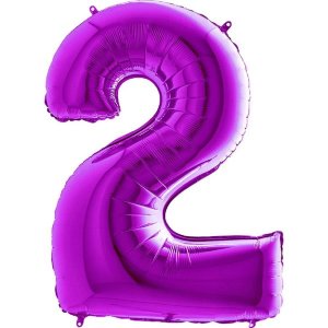 Ballon Zahl 2 Purple - XXXL/Folie - 102cm/0,09m³