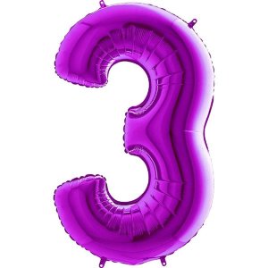 Ballon Zahl 3 Purple - XXXL/Folie - 102cm/0,09m³