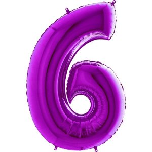 Ballon Zahl 6 Purple - XXXL/Folie - 102cm/0,09m³
