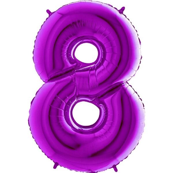 Folienballon - Zahl 8 Purple - XXXL - 102 cm / 0,09 m&sup3;