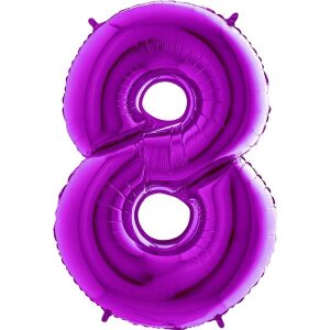 Folienballon - Zahl 8 Purple - XXXL - 102 cm / 0,09 m&sup3;