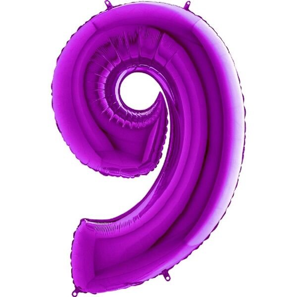 Folienballon - Zahl 9 Purple - XXXL - 102 cm / 0,09 m&sup3;