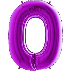 Folienballon - Zahl 0 Purple - XXXL - 102 cm / 0,09 m&sup3;