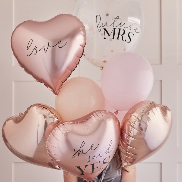Ballon-Set Roségold & Pink(7) - Latex/Folie