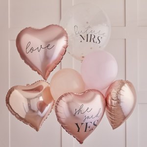 Ballon-Set Roségold & Pink(7) - Latex/Folie