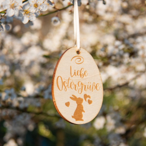 Anhänger - Liebe Ostergrüße Holz - 8 cm x...