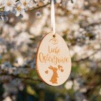 Anhänger - Liebe Ostergrüße Holz - 8 cm x 6 cm