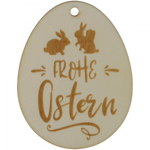 Anhänger - Frohe Ostern Holz - 8 cm x 6 cm