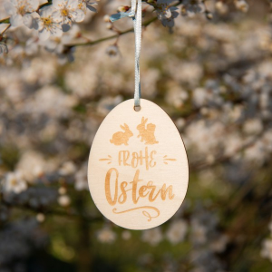 Anhänger - Frohe Ostern Holz - 8 cm x 6 cm