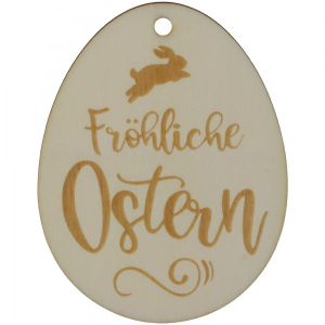 Anhänger - Fröhliche Ostern  Holz - 8 cm x 6 cm