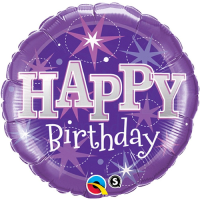 Folienballon - Motiv Happy Birthday Purple - S - 45cm/0,02m³