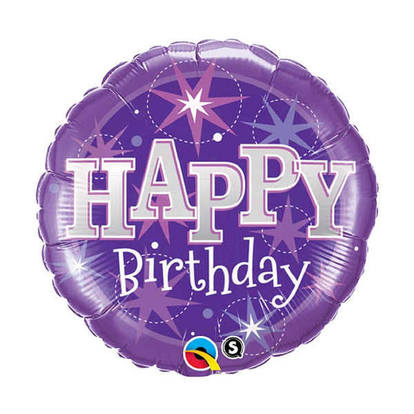 Folienballon - Motiv Happy Birthday Purple - S - 46 cm / 0,02 m&sup3;
