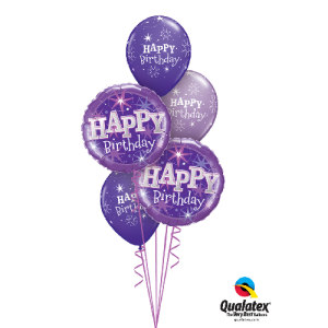 Ballonstrauß - Happy Birthday Purple