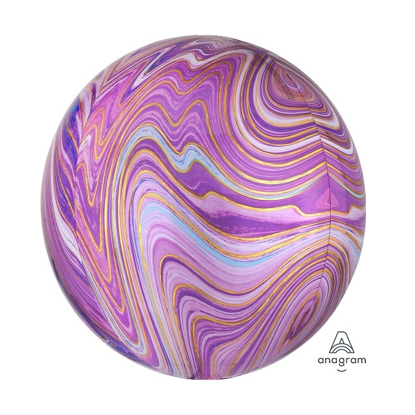 Folienballon - Purple Marblez 3D - XL - 40 cm / 0,06 m&sup3;