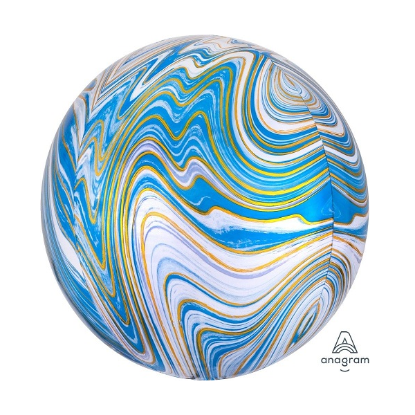 Folienballon - Motiv Blue Marblez 3D - XL - 40 cm / 0,06 m&sup3;