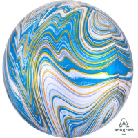 Folienballon - Motiv Blue Marblez 3D - XL - 40 cm / 0,06 m&sup3;