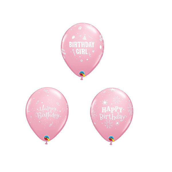 Latexballon Motiv Happy Birthday - Rosa - S/Latex - 28...