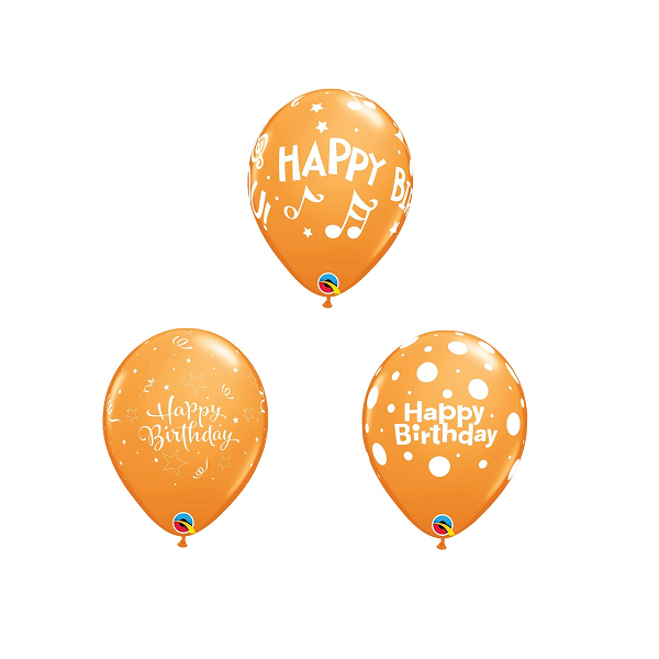 Latexballon - Motiv Happy Birthday - Orange - S/Latex -...