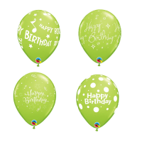 Latexballon - Motiv Happy Birthday - Limonengrün/Hellgrün - S/Latex - 28 cm/0,02 m³