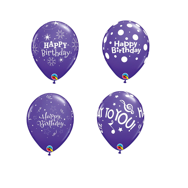Latexballon - Motiv Happy Birthday - Lila - S/Latex - 28...