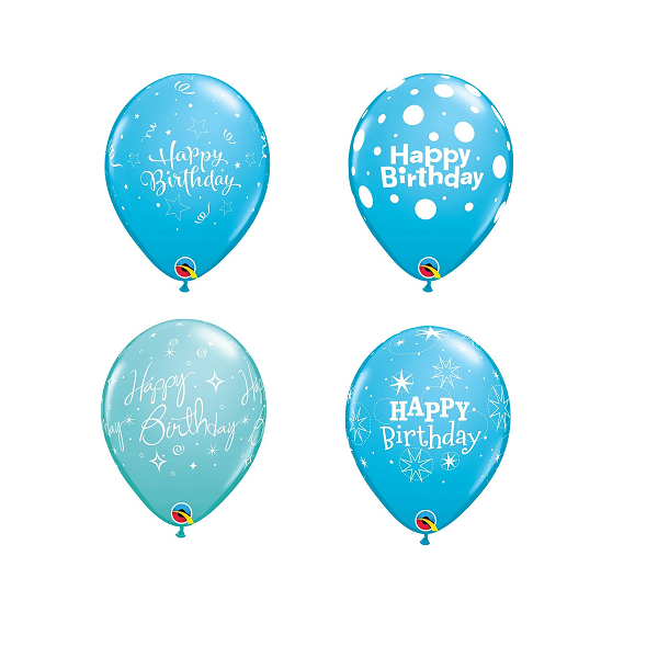 Latexballon - Motiv Happy Birthday - Hellblau - S/Latex -...