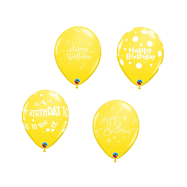 Latexballon - Motiv Happy Birthday - Gelb - S/Latex - 28...