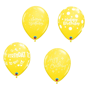 Motivballon Happy Birthday - Gelb - S/Latex - 28 cm/0,02...