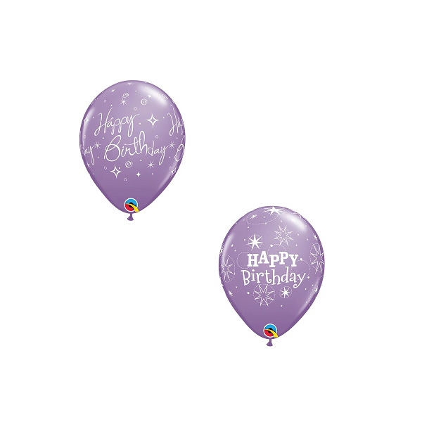 Latexballon - Motiv Happy Birthday - Flieder - S/Latex - 28 cm/0,02 m³
