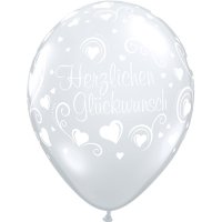 Latexballon - Motiv Herzlichen Glückwunsch - transparent - S/Latex - 28 cm/0,02m³ #1