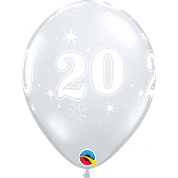 Latexballon - Motiv Zahl 20, transparent