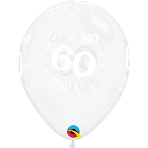 Latexballon - Motiv Zahl 60, transparent