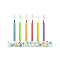 Kuchenkerzen mit Halterung - Bunte Flamme (6)