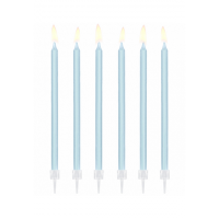 Kuchenkerze hellblau - XL/14 cm incl Halter (12)