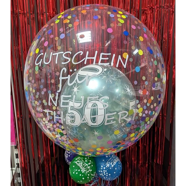 Wunschbubble Konfirmation mit 1 Ballon mit Text