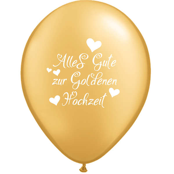 Latexballon - Motiv Alles Gute zur Golden Hochzeit -  S/Latex - 28 cm / 0,02 m&sup3;