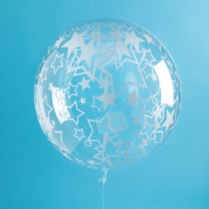Ballon Sterne wei&szlig; - XL/Stretchfolie/Crystal Clear...